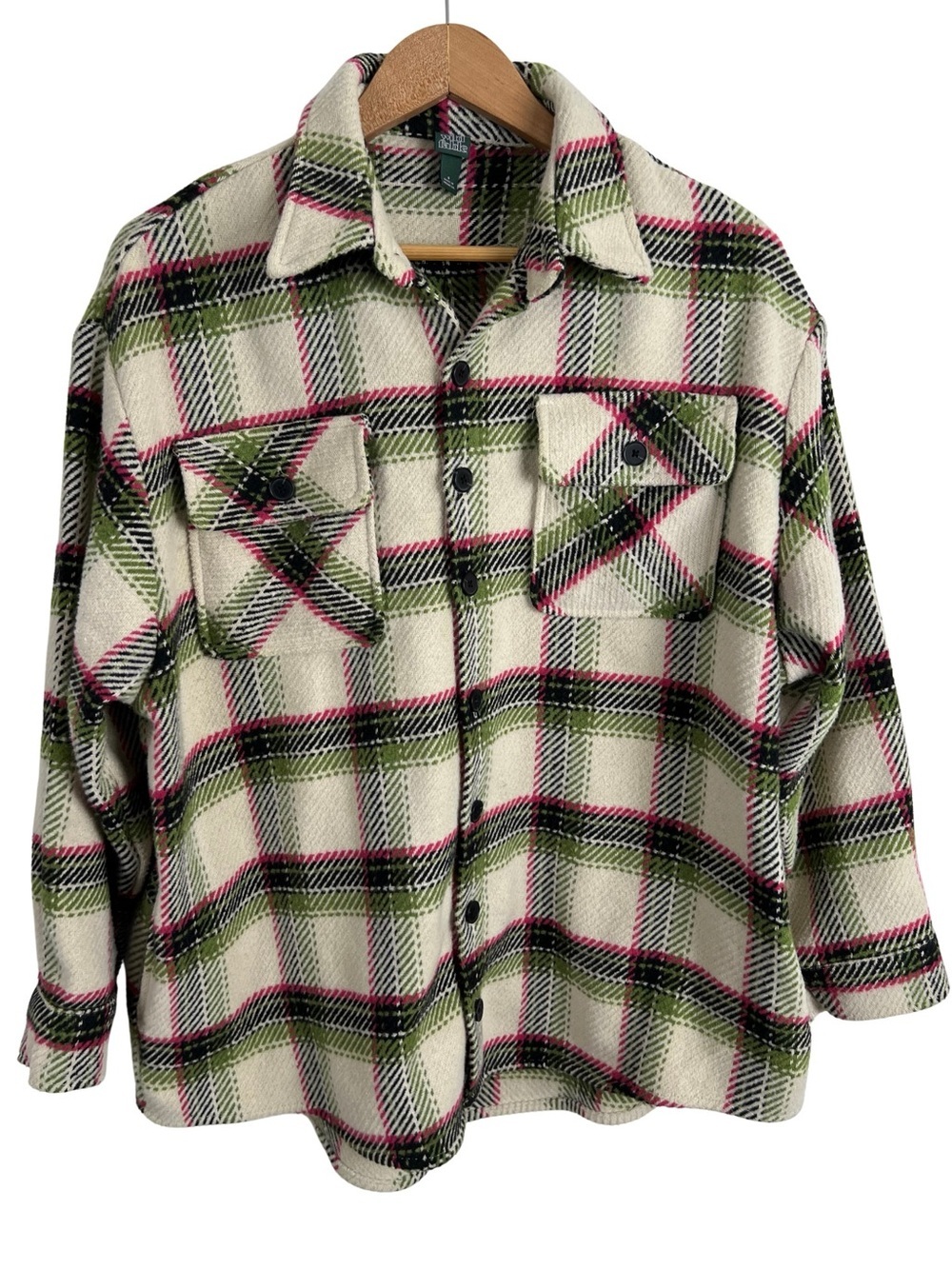 Wild Fable Plaid Shacket Womens Size Small Oversized Pockets